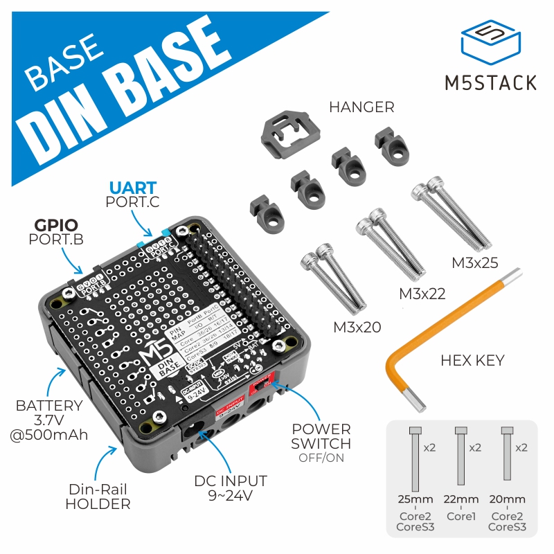 M5Stack - Base Din ufficiale M5Stack con batteria