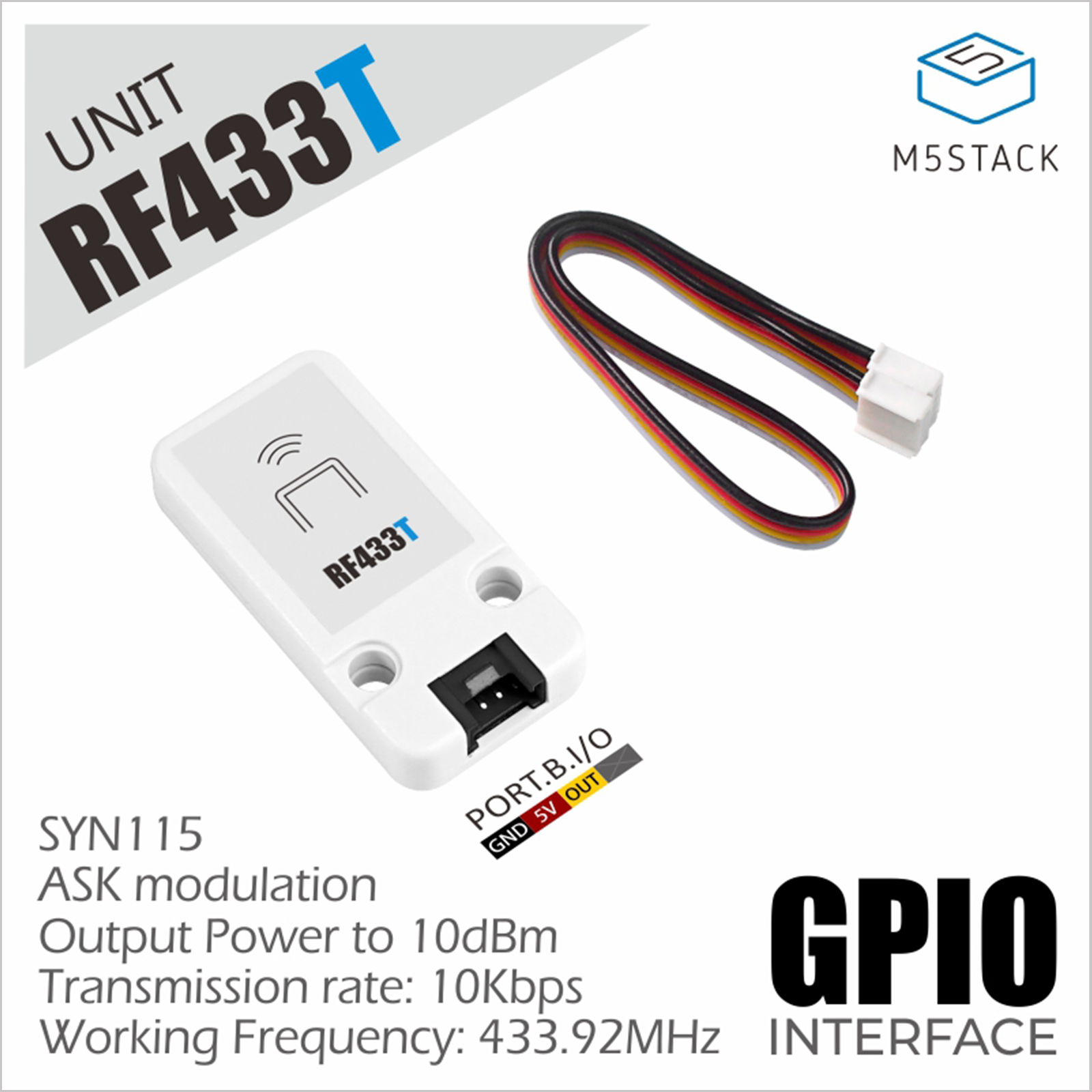 M5Stack - Trasmettitore ufficiale RF UNIT 433 MHz