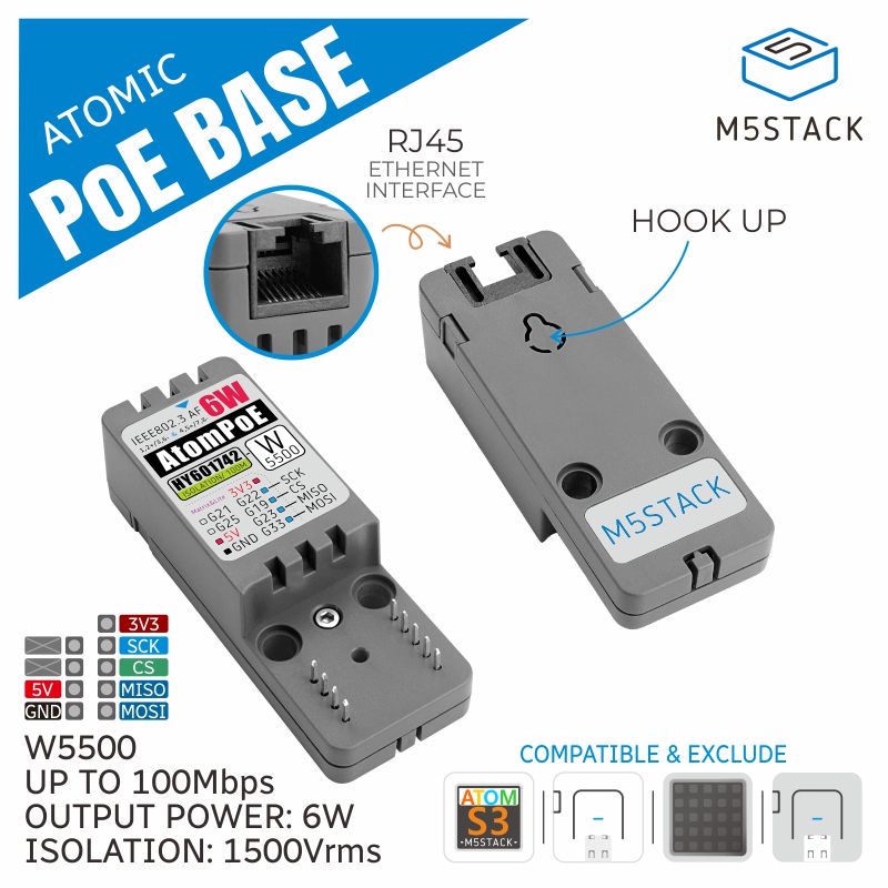 M5Stack - Base PoE ATOMICA Ufficiale M5Stack W5500
